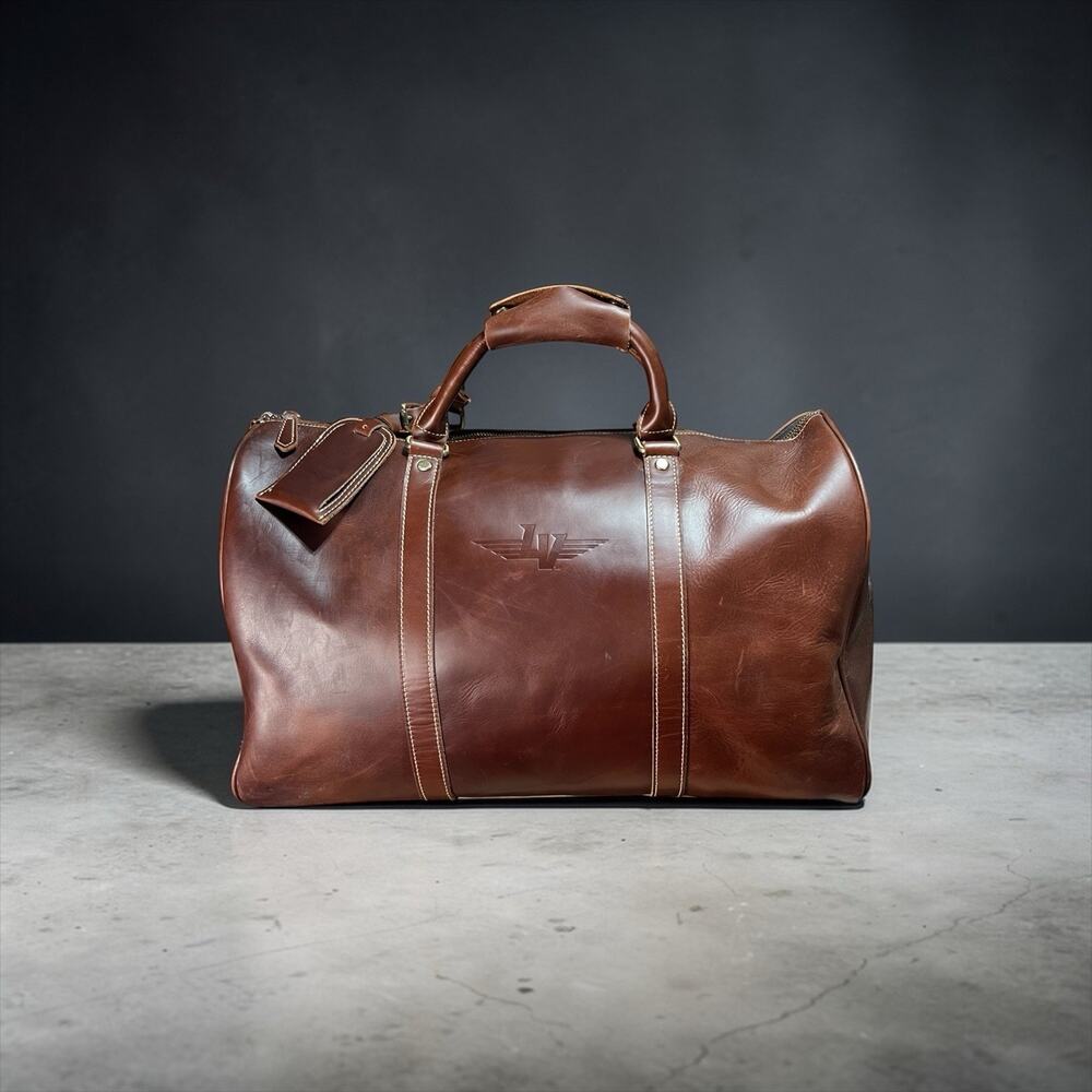 Leather Pilot Style Duffle Bag 19x13x10